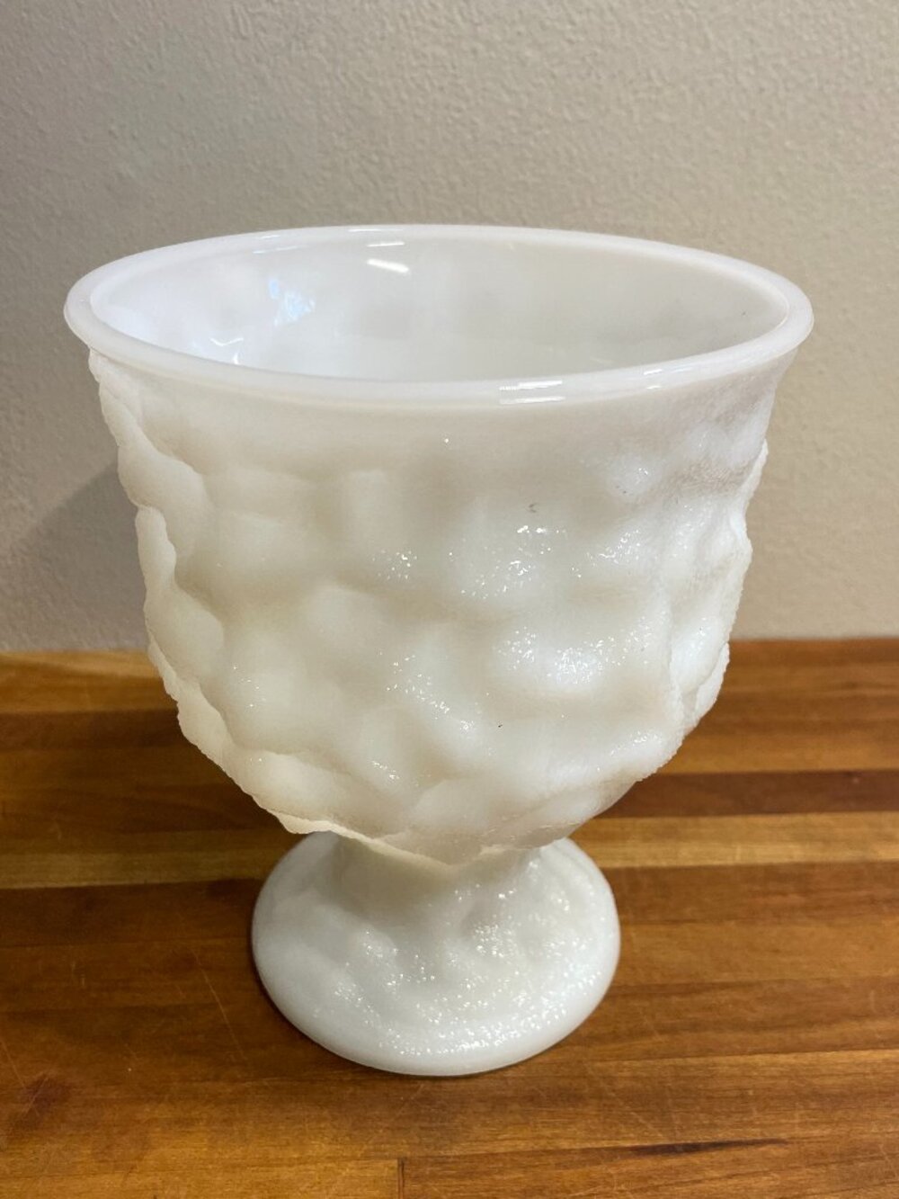 Vintage E.O. Brody Milk Glass Compote Pedestal Vase